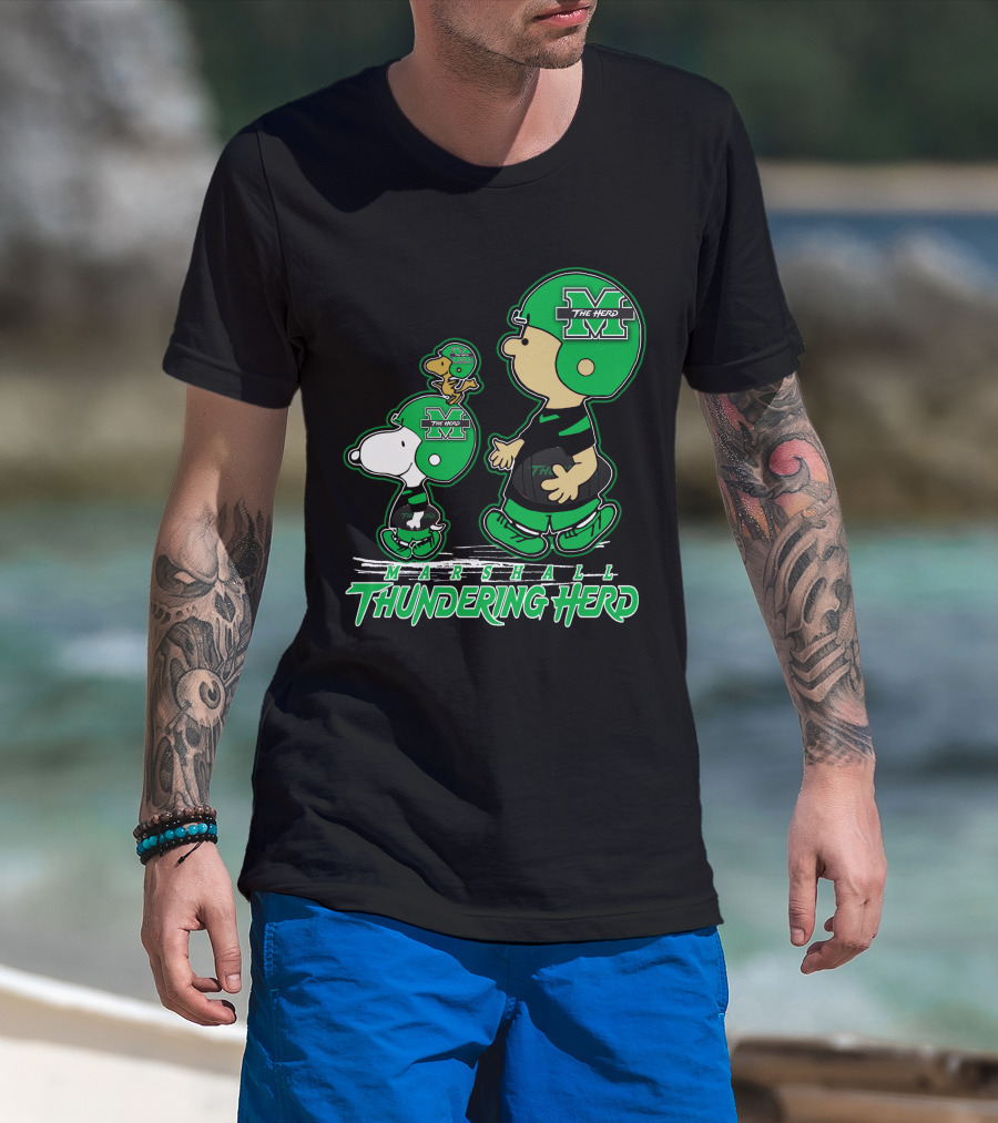 Marshall Thundering Herd Football Cartoon Characters T-Shirt
