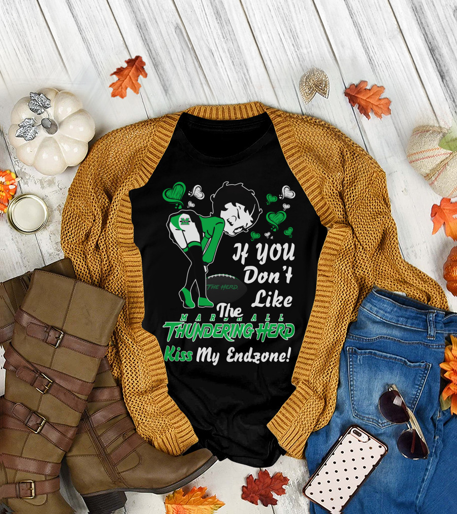 Betty Boop If You Don't Like Marshall Thundering Herd Kiss My Endzone T-Shirt