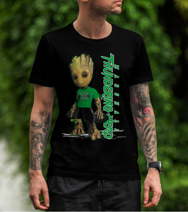 Groot Marshall Thundering Herd M Logo Character T-Shirt