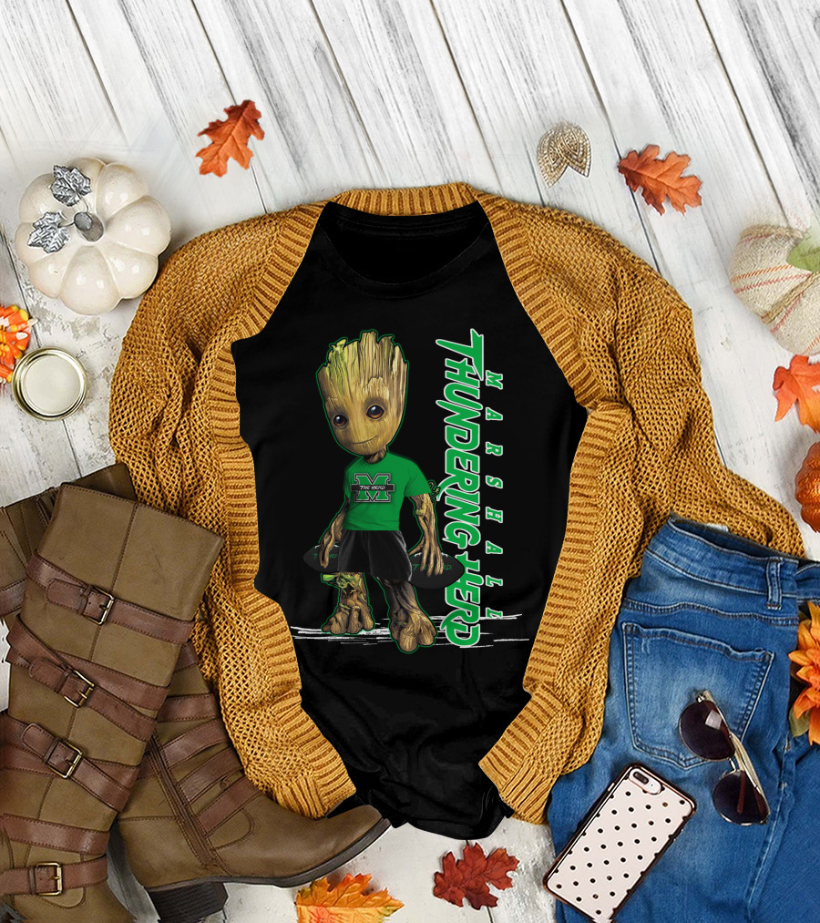 Groot Marshall Thundering Herd M Logo Character T-Shirt