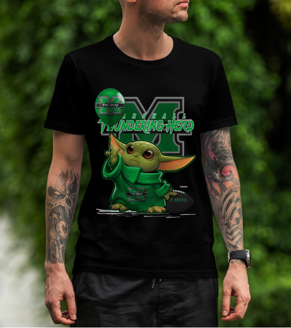 Yoda The Herd Marshall Thundering Herd Football Balloon T-Shirt