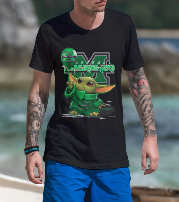 Yoda The Herd Marshall Thundering Herd Football Balloon T-Shirt