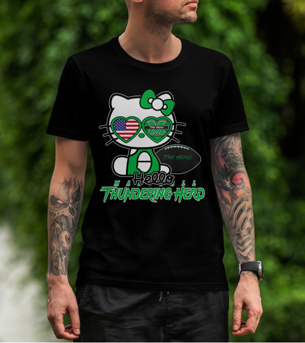 Hello Kitty Marshall The Herd Thundering Herd Football T-Shirt
