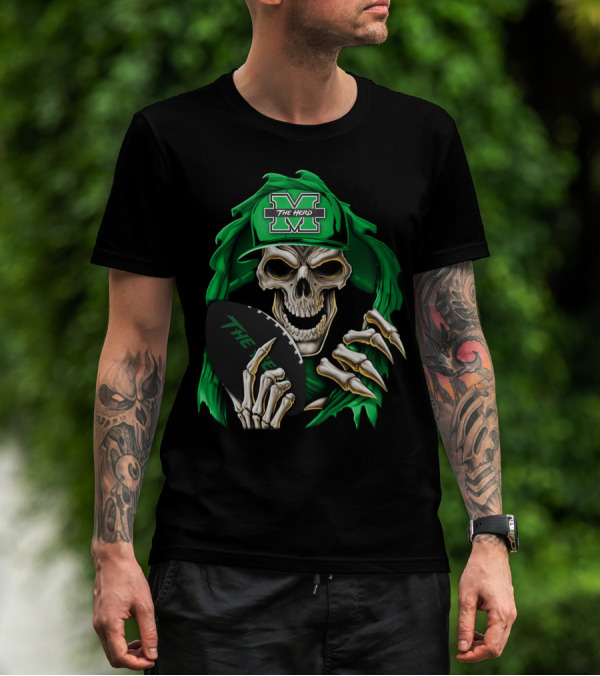 Skullbong Marshall Thundering Herd The Herd M Icon With Football T-Shirt