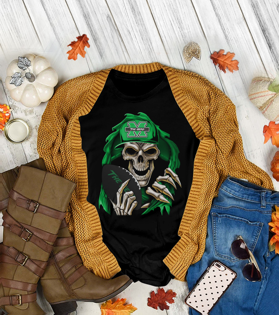Skullbong Marshall Thundering Herd The Herd M Icon with Football T-Shirt