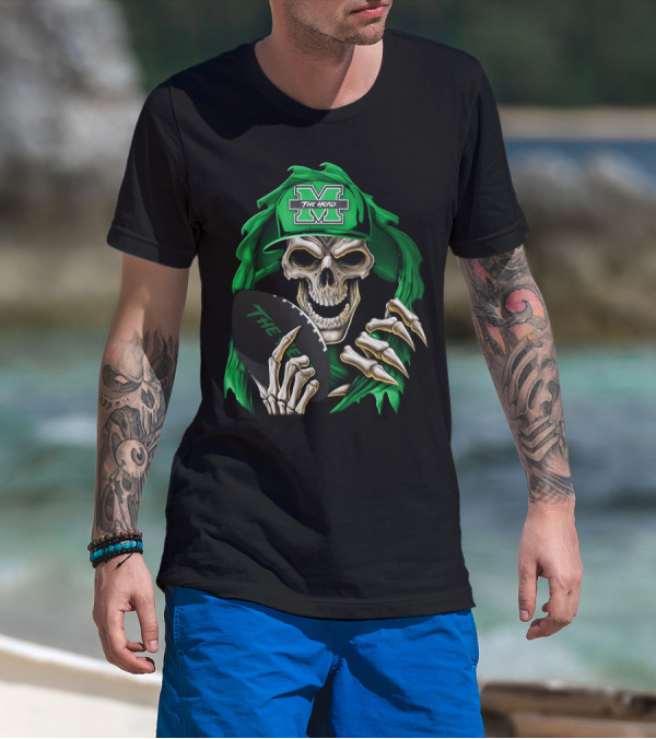 Skullbong Marshall Thundering Herd The Herd M Icon With Football T-Shirt