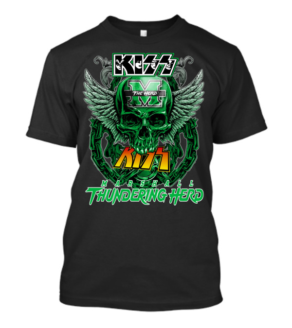 Kiss Marshall Thundering Herd M The Herd Skull Wings Chains T-Shirt