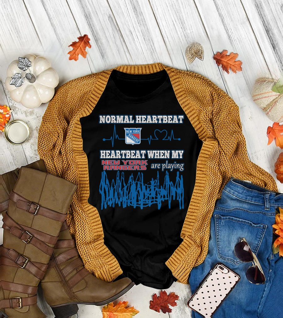 NORMAL HEARTBEAT NEW YORK RANGERS HEARTBEAT WHEN MY NEW YORK RANGERS ARE PLAYING T-Shirt