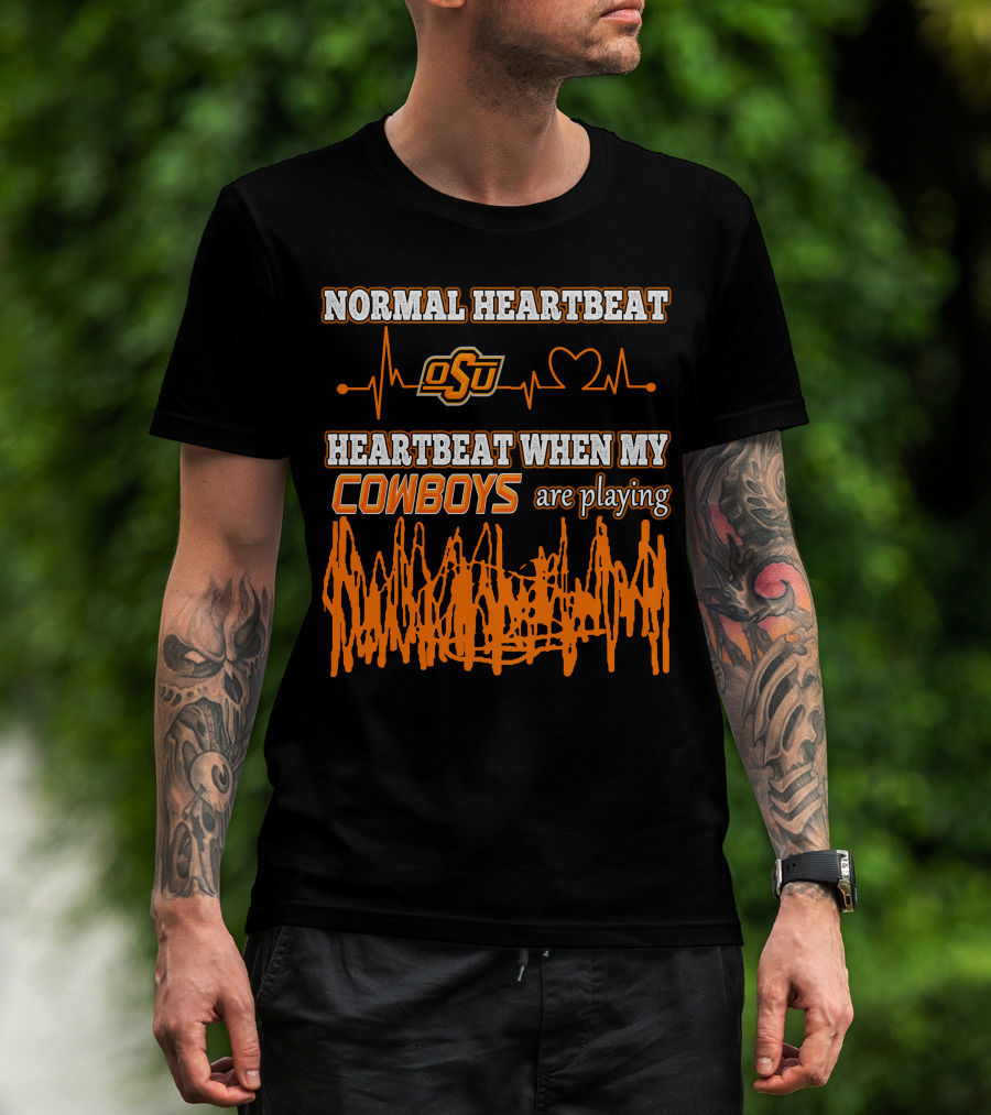 Normal Heartbeat OSU Cowboys Heartbeat When My Cowboys Are Playing T-Shirt