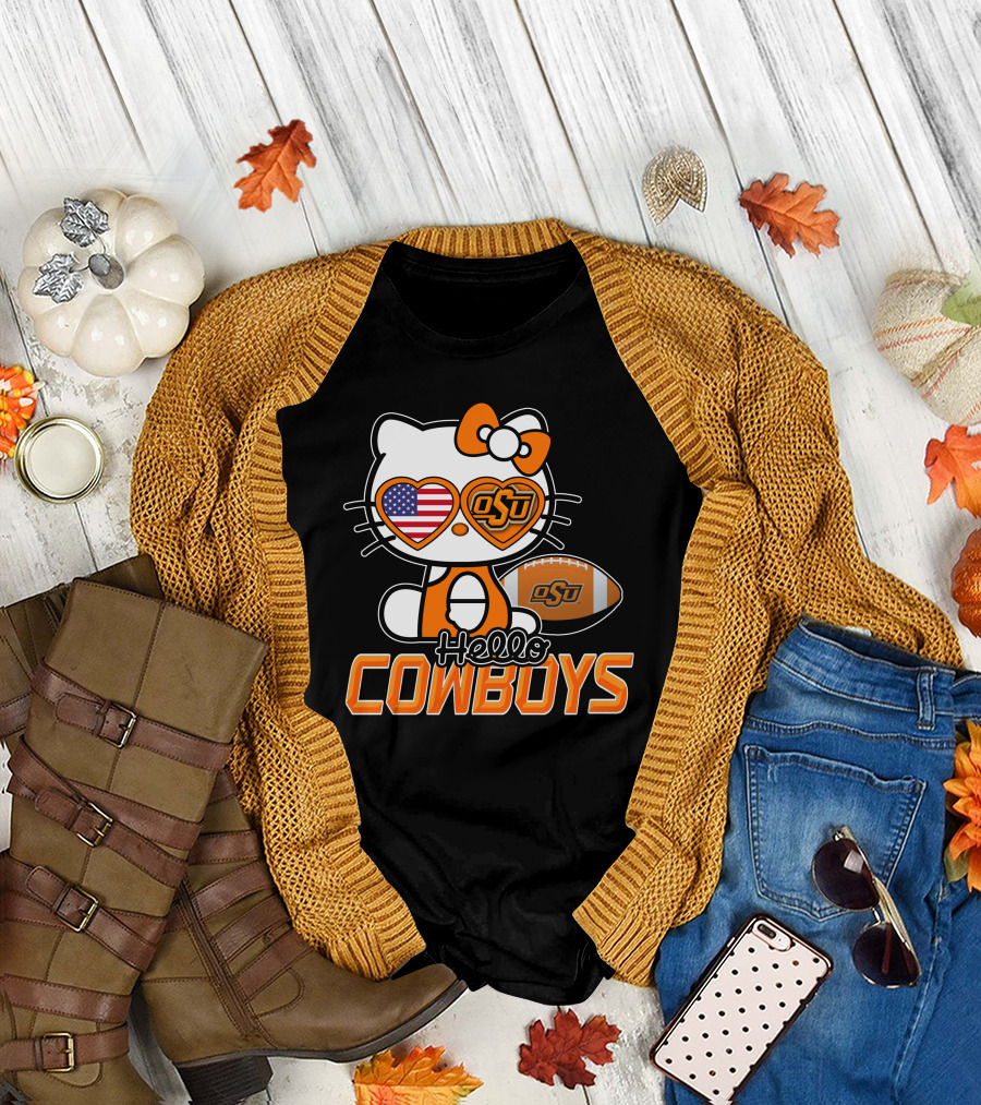 Hello Kitty OSU Cowboys Football Fan T-Shirt