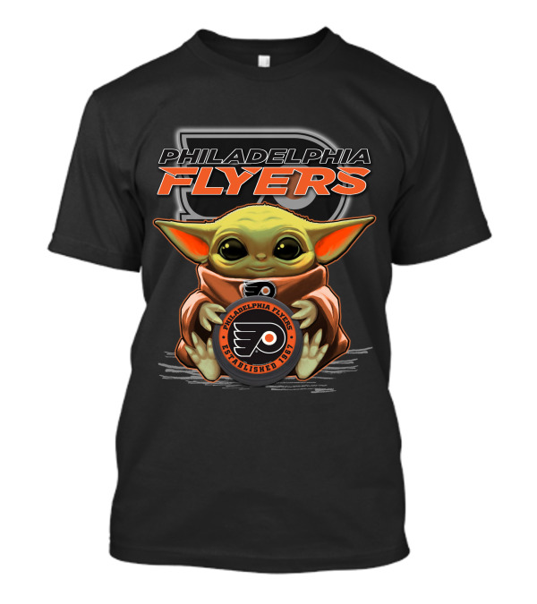 Philadelphia Flyers Baby Yoda Holding Logo Established 1967 T-Shirt