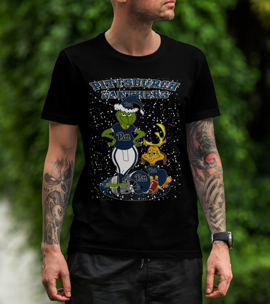 Pittsburgh Panthers Grinchxmas Snowy Scene Pitt Football Helmet T-Shirt