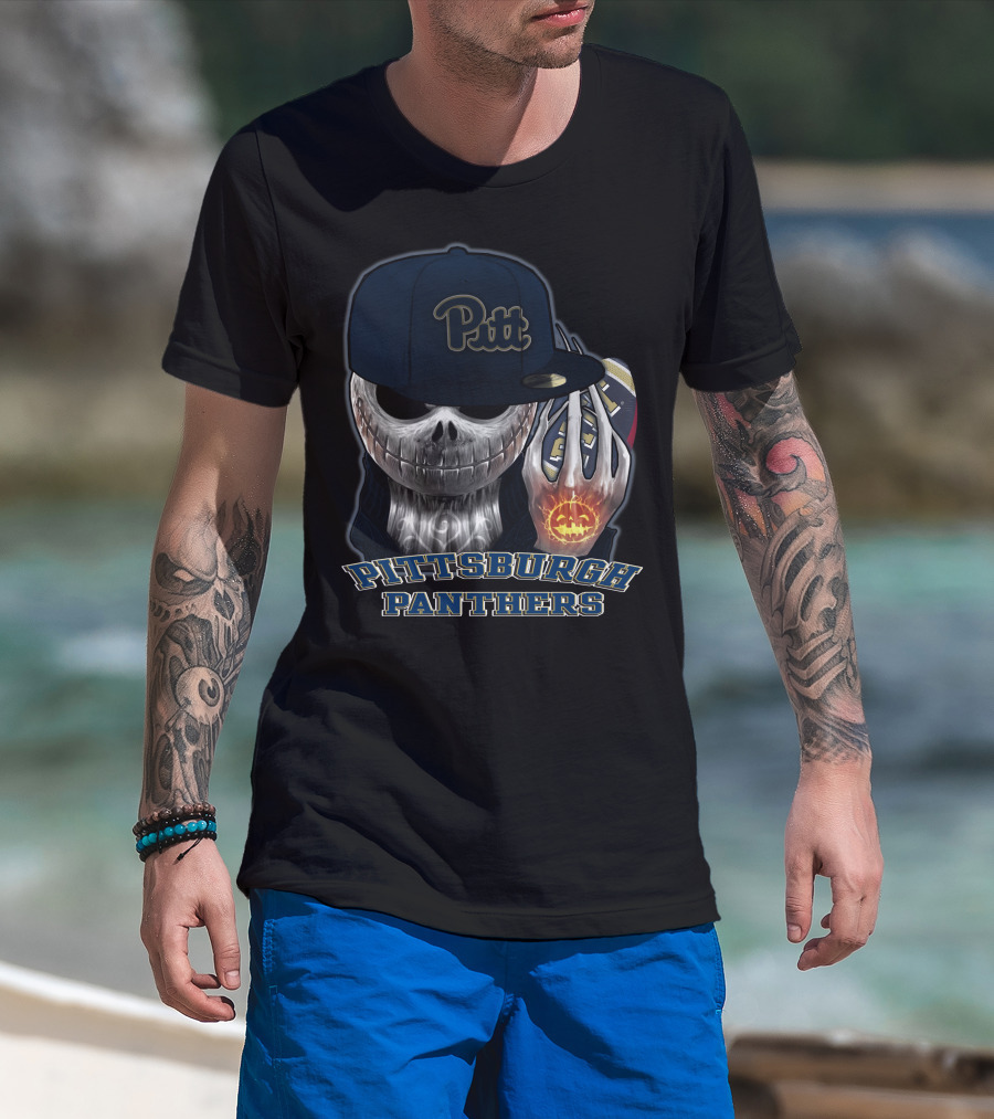 Pittsburgh Panthers Jackskull Pitt Hat Football Pumpkin T-Shirt
