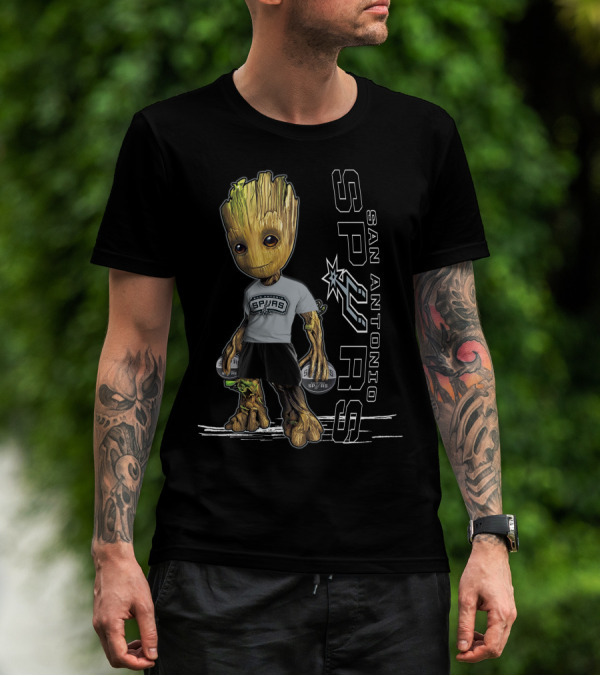 Groot San Antonio Spurs NBA Basketball Character Crossover T-Shirt