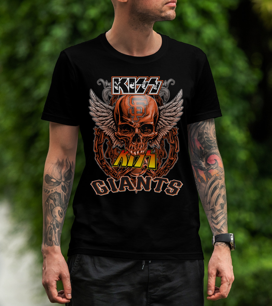 KISS San Francisco Giants Skull Wings Chain T-Shirt