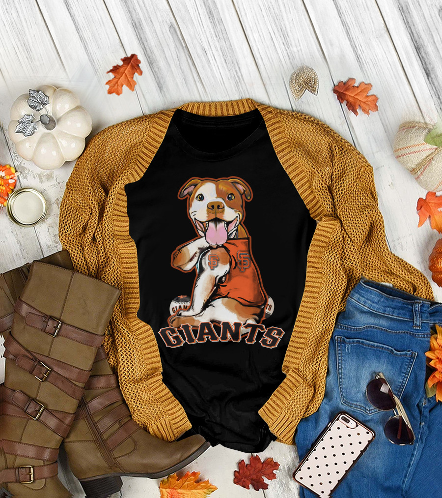 Pittbull San Francisco Giants Dog Logo Orange and Black T-Shirt