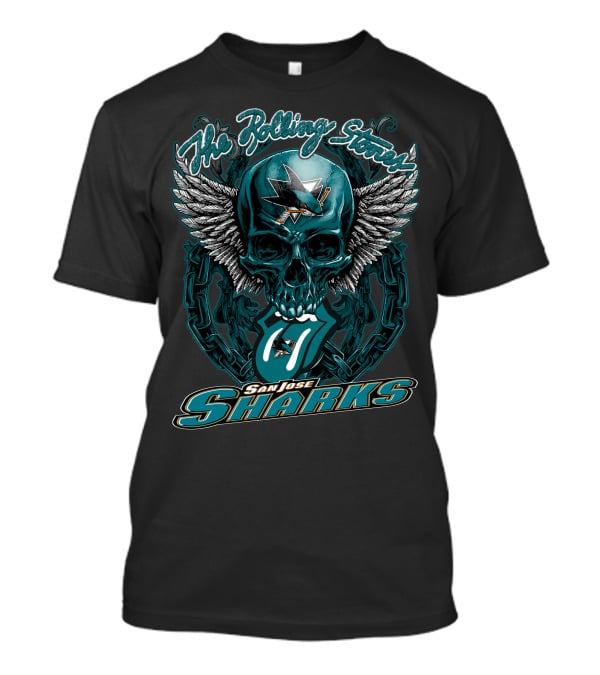The Rolling Stones San Jose Sharks Skull Wings Logo Collaboration T-Shirt
