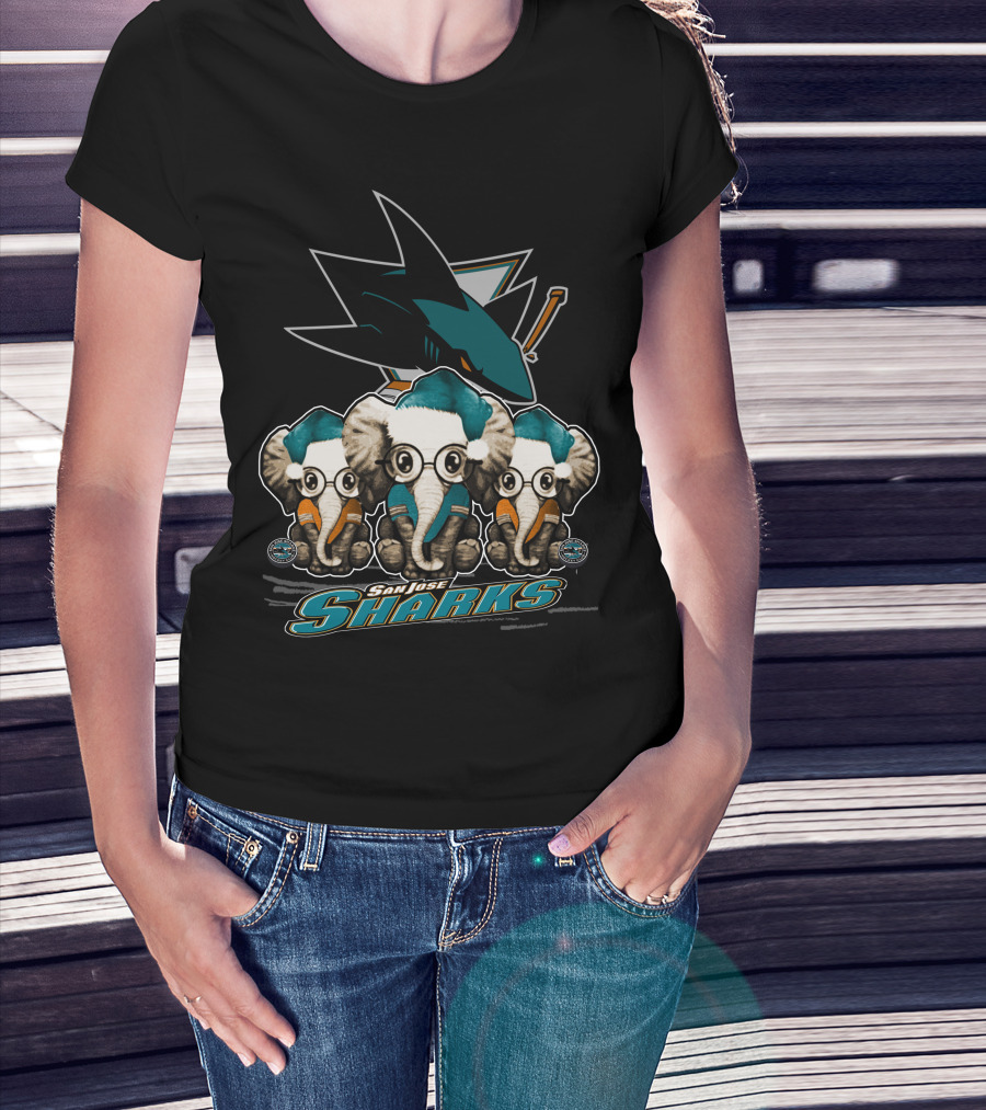 San Jose Sharks Elephants Xmas Trio T-Shirt
