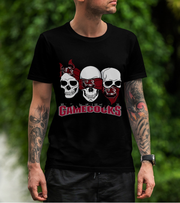 3 Skull Gamecocks Bandana South Carolina T-Shirt
