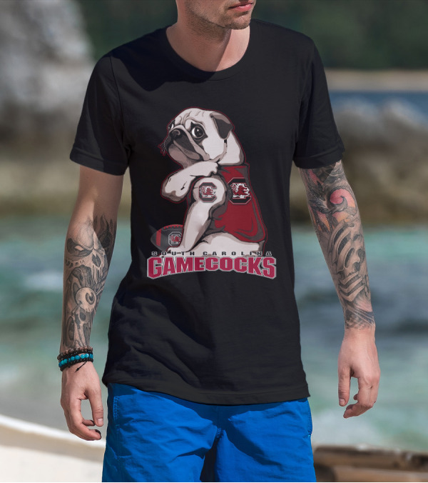 Pug Wearing South Carolina Gamecocks Football Jersey T-Shirt