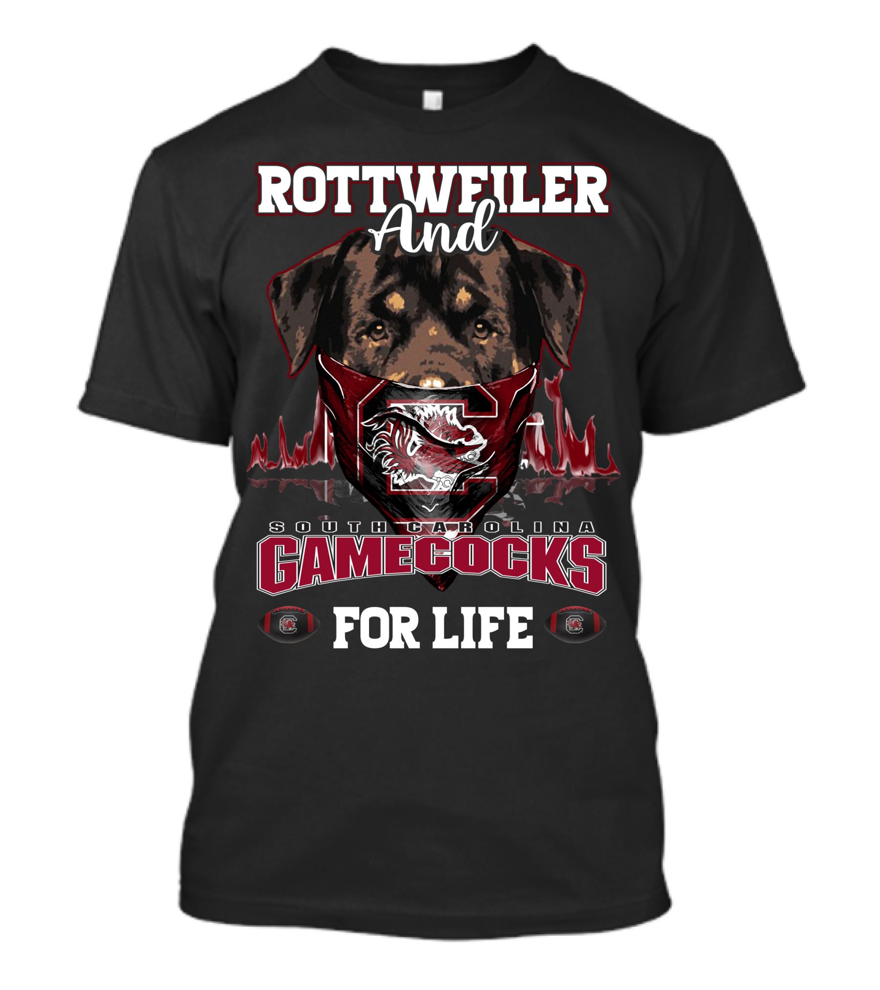 Rottweiler And South Carolina Gamecocks For Life T-Shirt