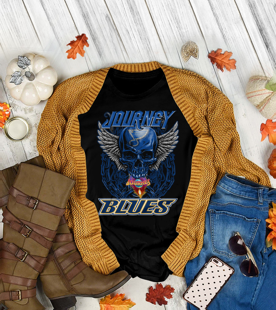 Journey St. Louis Blues Skull with Wings and Chains T-Shirt