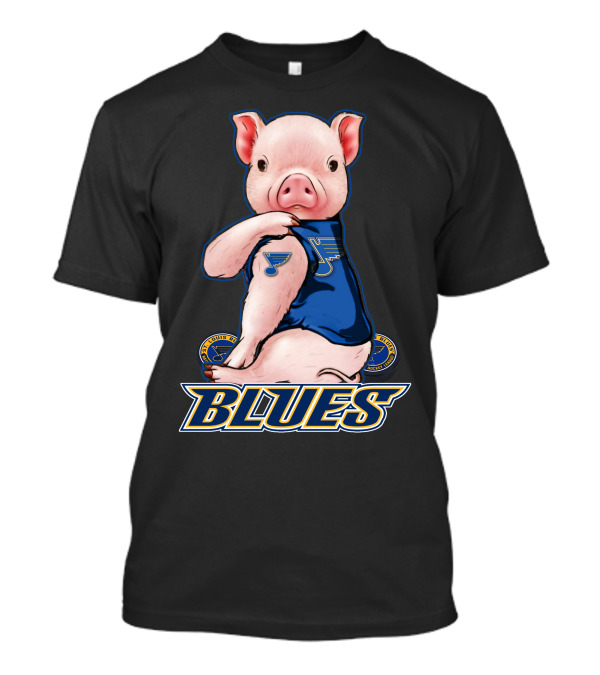 Pig Wearing St. Louis Blues Logo T-Shirt