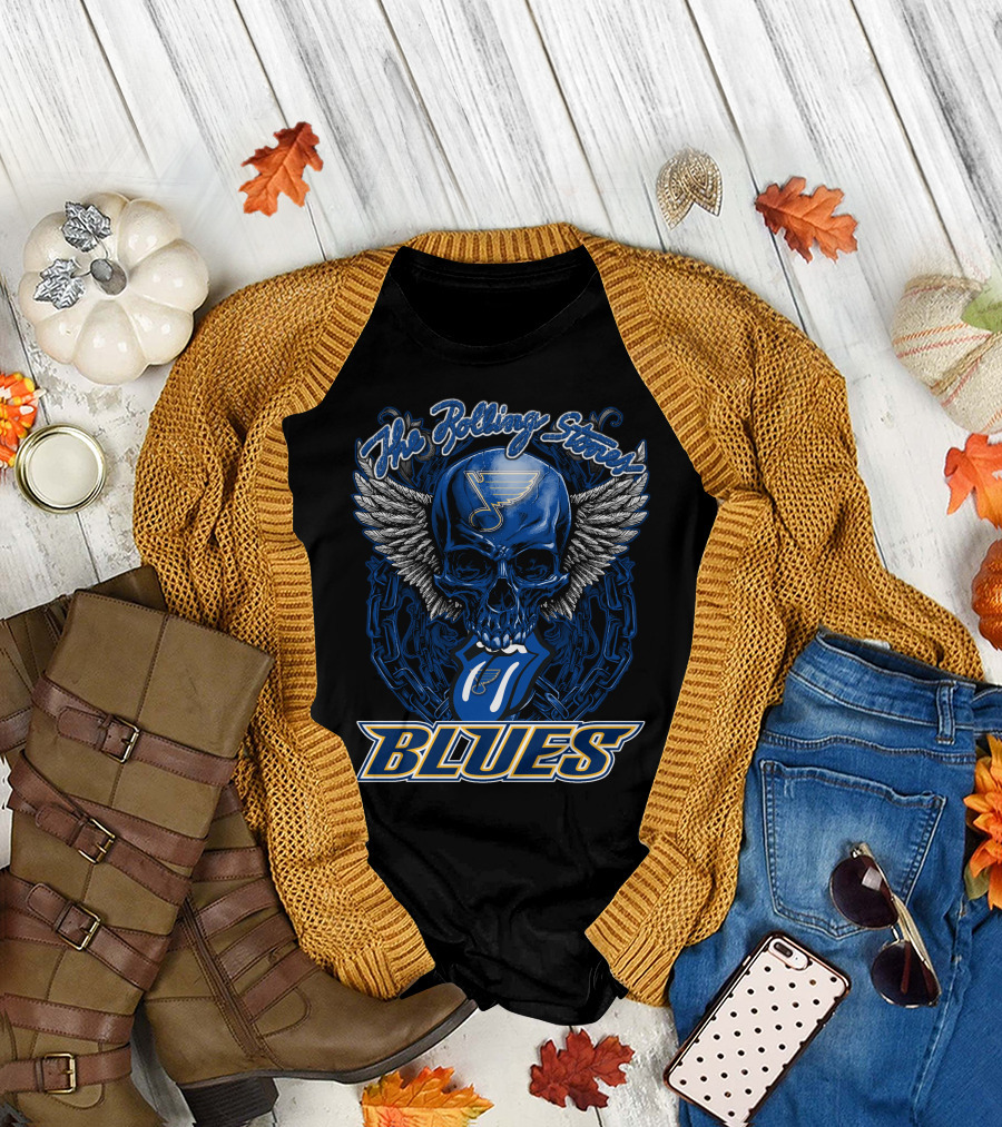 The Rolling Stones St. Louis Blues Skull Wings Tongue T-Shirt