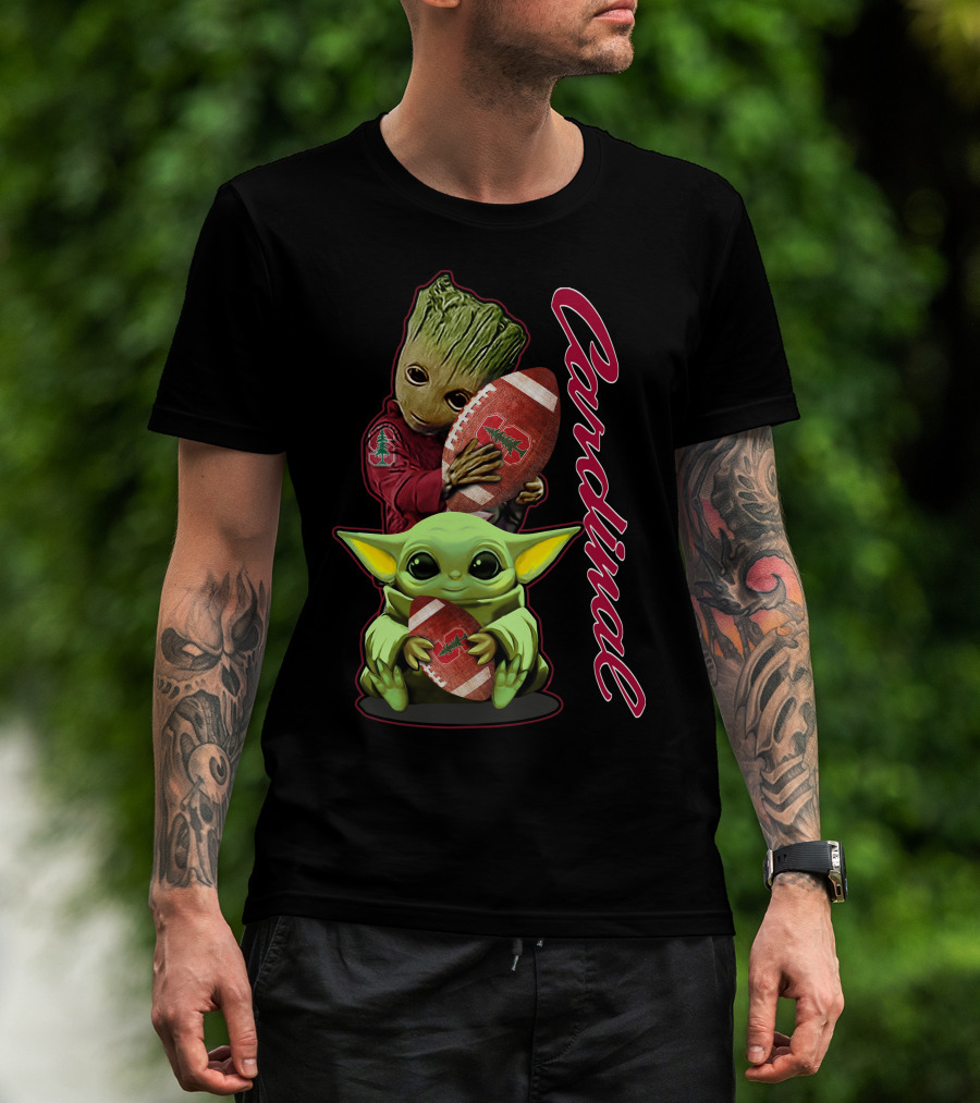 Grzd Stanford Cardinal Groot Baby Yoda Football T-Shirt