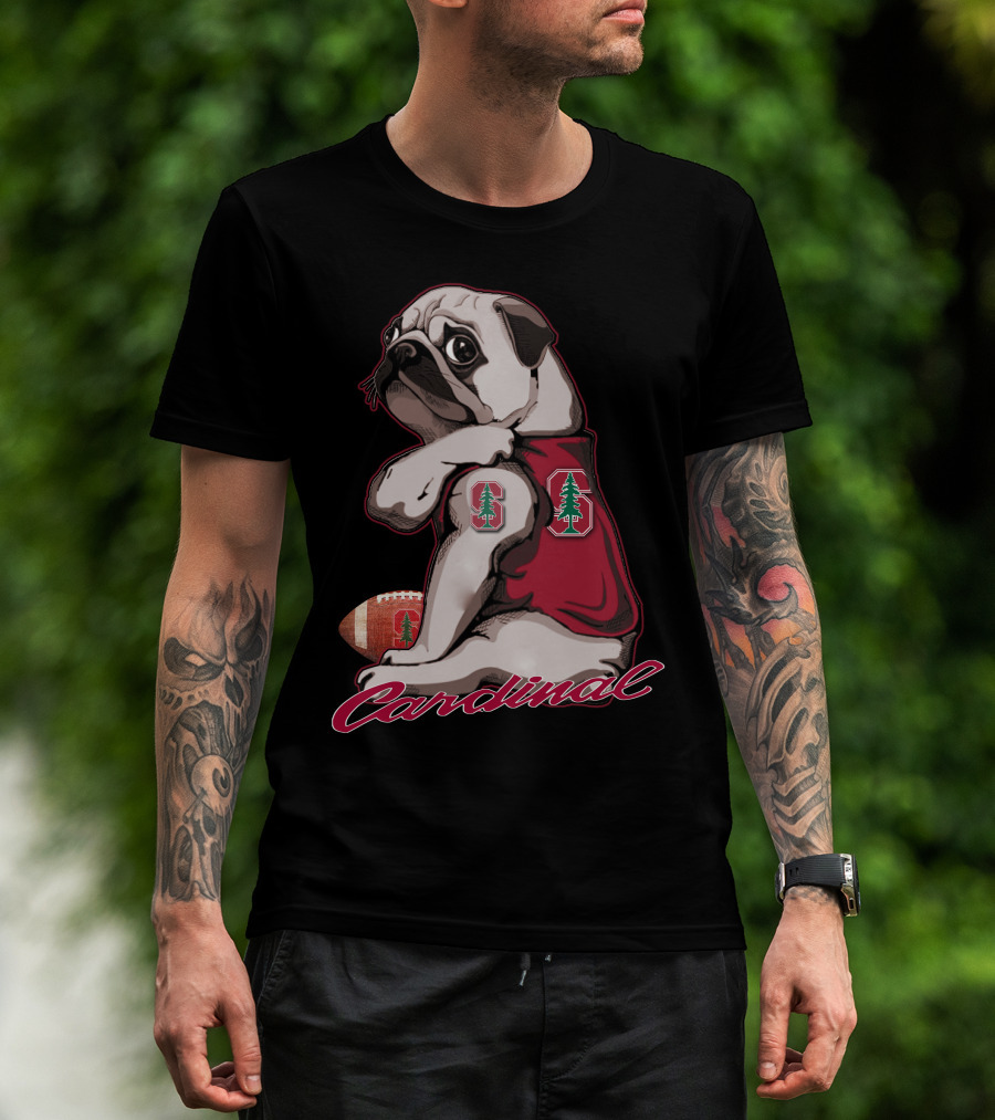 Pug Cardinal Stanford Football Tree T-Shirt