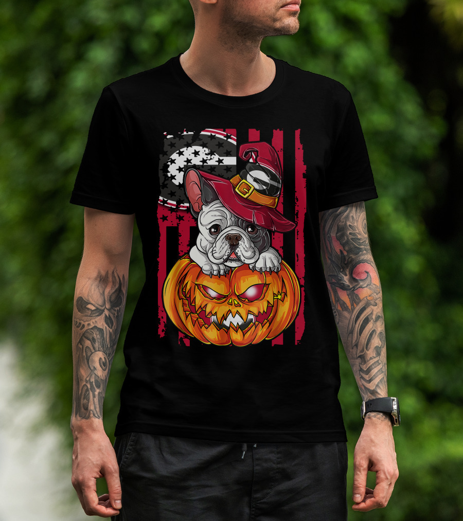Hlw Bulldog Georgia Bulldogs Halloween Pumpkin And Witch Hat T-Shirt