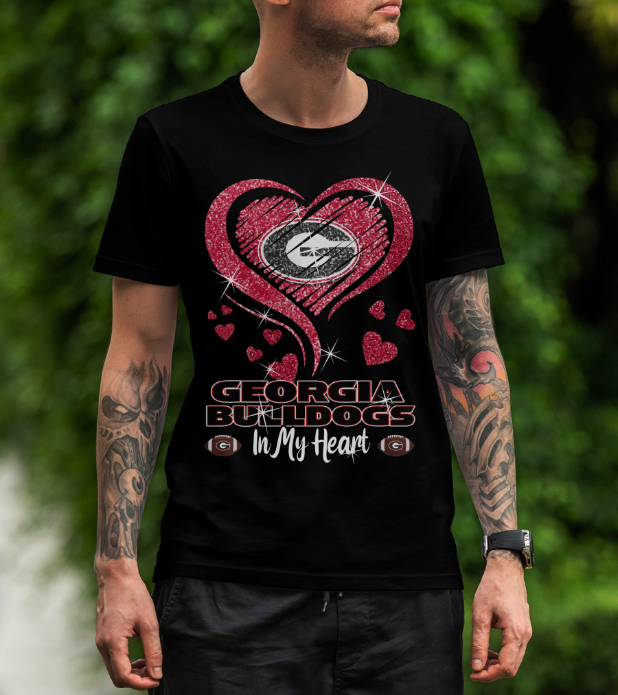 Georgia Bulldogs Glitter Heart In My Heart T-Shirt