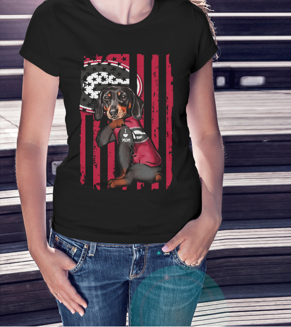 Dachshund Georgia Bulldogs I Love Mom T-Shirt