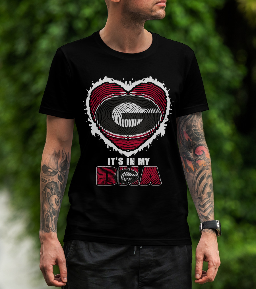 It's In My DNA Georgia Bulldogs Heart Fingerprint T-Shirt