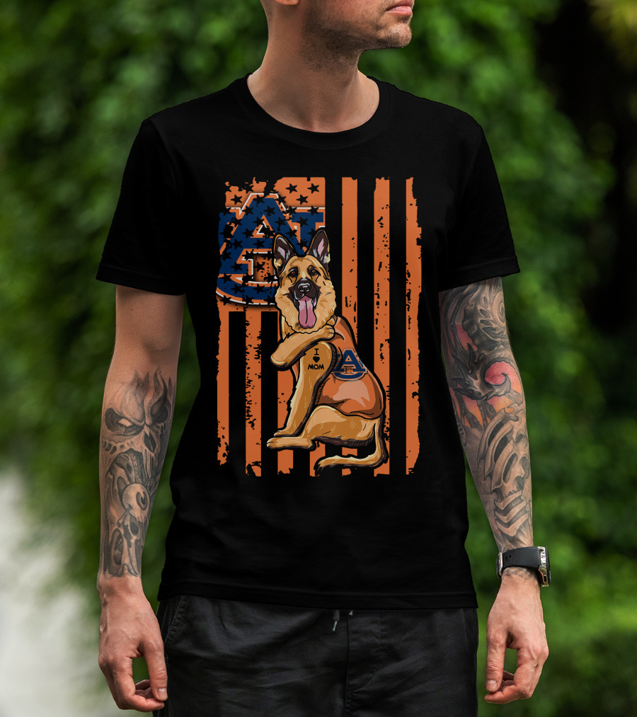 German Shepherd I Love Mom Auburn Tigers T-Shirt
