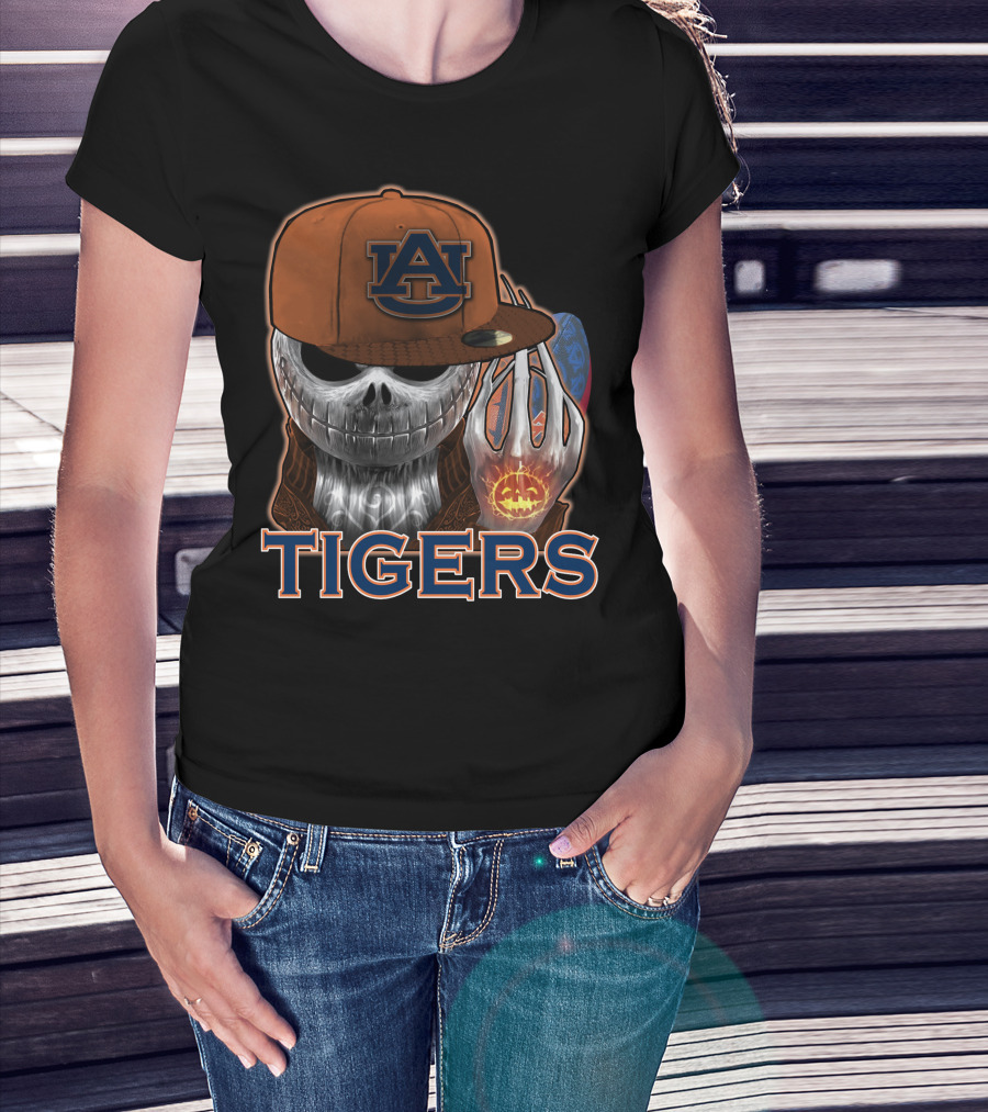 Jackskull Auburn Tigers Halloween Pumpkin T-Shirt