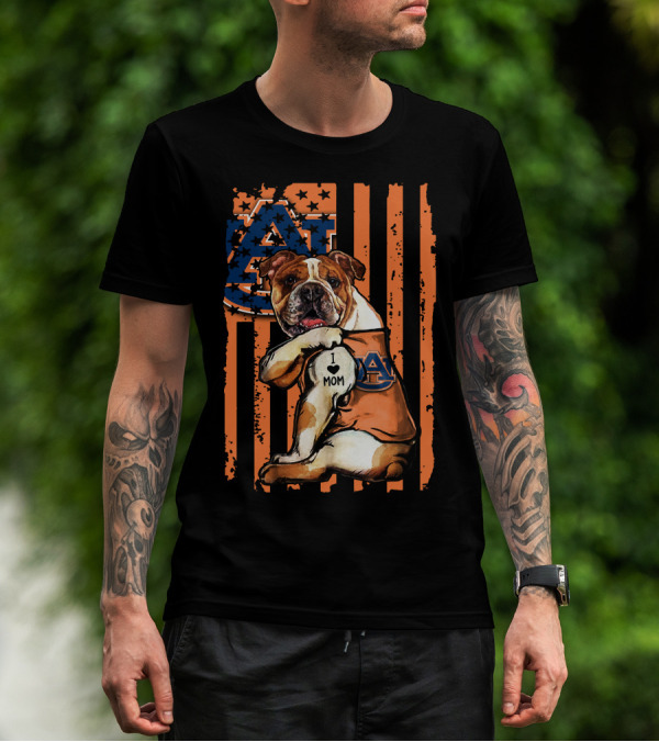 Bulldog Auburn Tigers I Love Mom T-Shirt