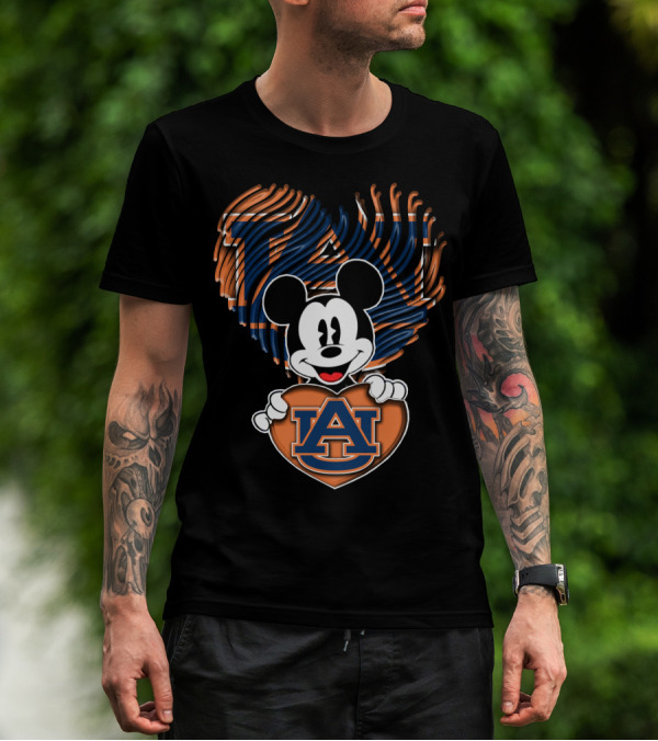 Mick Auburn Tigers Heart With Auburn University T-Shirt