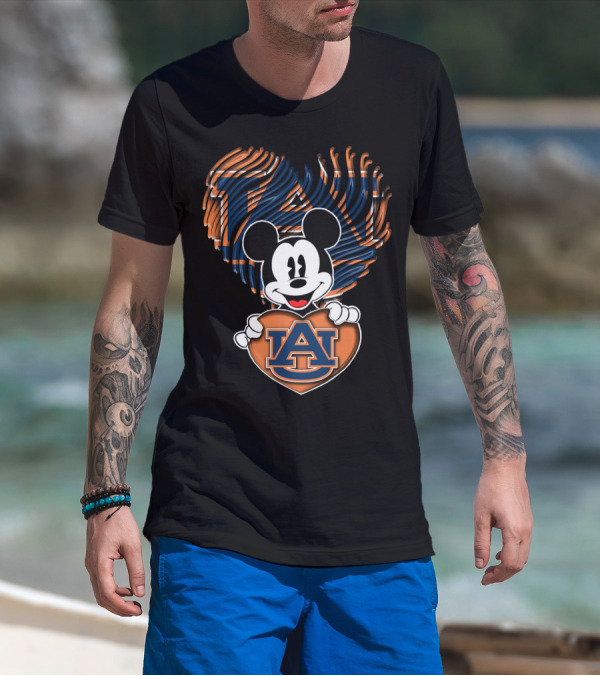 Mick Auburn Tigers Heart With Auburn University T-Shirt