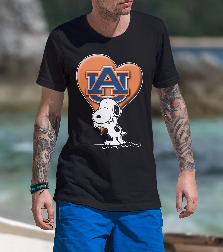 Snoopy Auburn Tigers Heart Fan T-Shirt