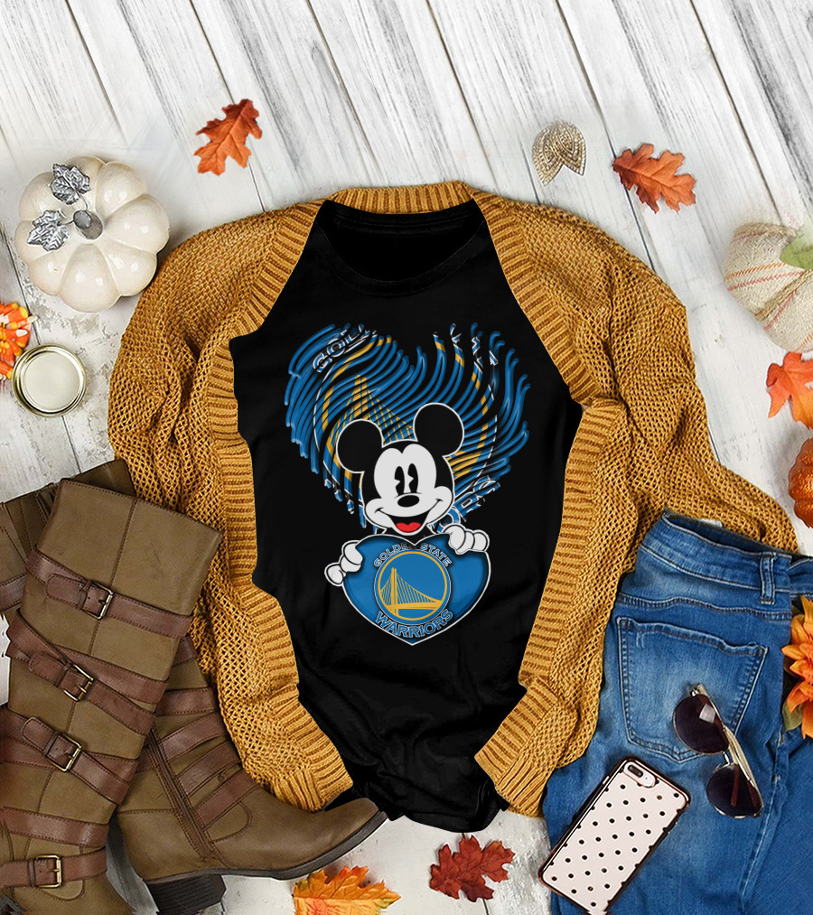 Mickey Mouse Golden State Warriors Heart T-Shirt