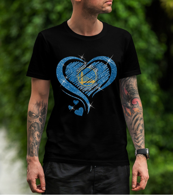 Golden State Warriors Heart Diamond Sparkle T-Shirt