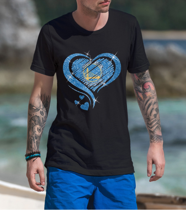Golden State Warriors Heart Diamond Sparkle T-Shirt