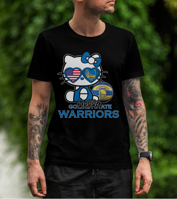 Hello Kitty Golden State Warriors USA Heart Glasses T-Shirt