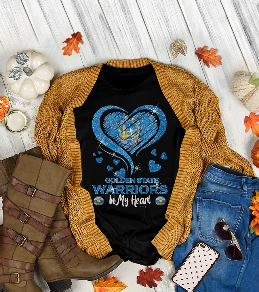Golden State Warriors In My Heart Sparkling Love T-Shirt