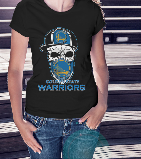 Golden State Warriors Skull Hat T-Shirt