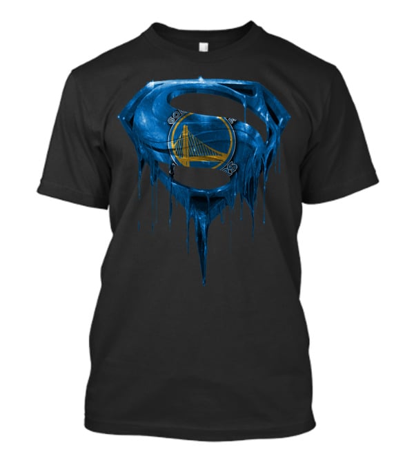 Golden State Warriors Superman Logo Dripping Effect T-Shirt