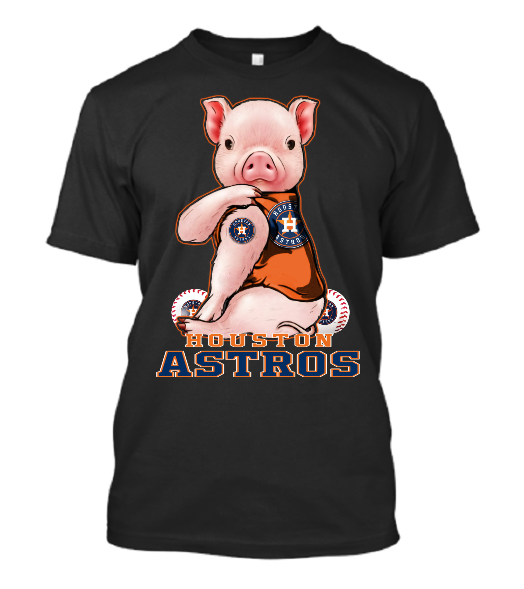 Houston Astros Pig With Baseball T-Shirt