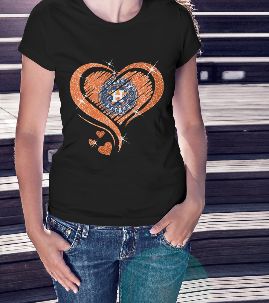 Houston Astros Glitter Heart Diamond T-Shirt