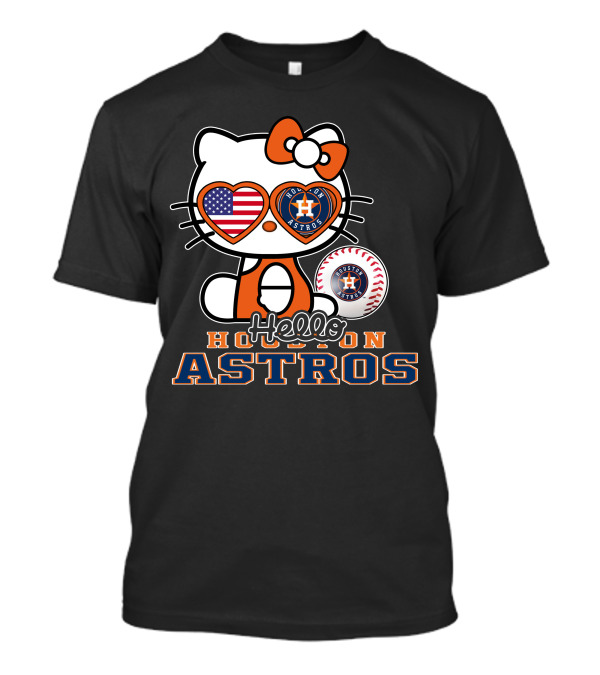 Hello Kitty Houston Astros American Flag Baseball T-Shirt